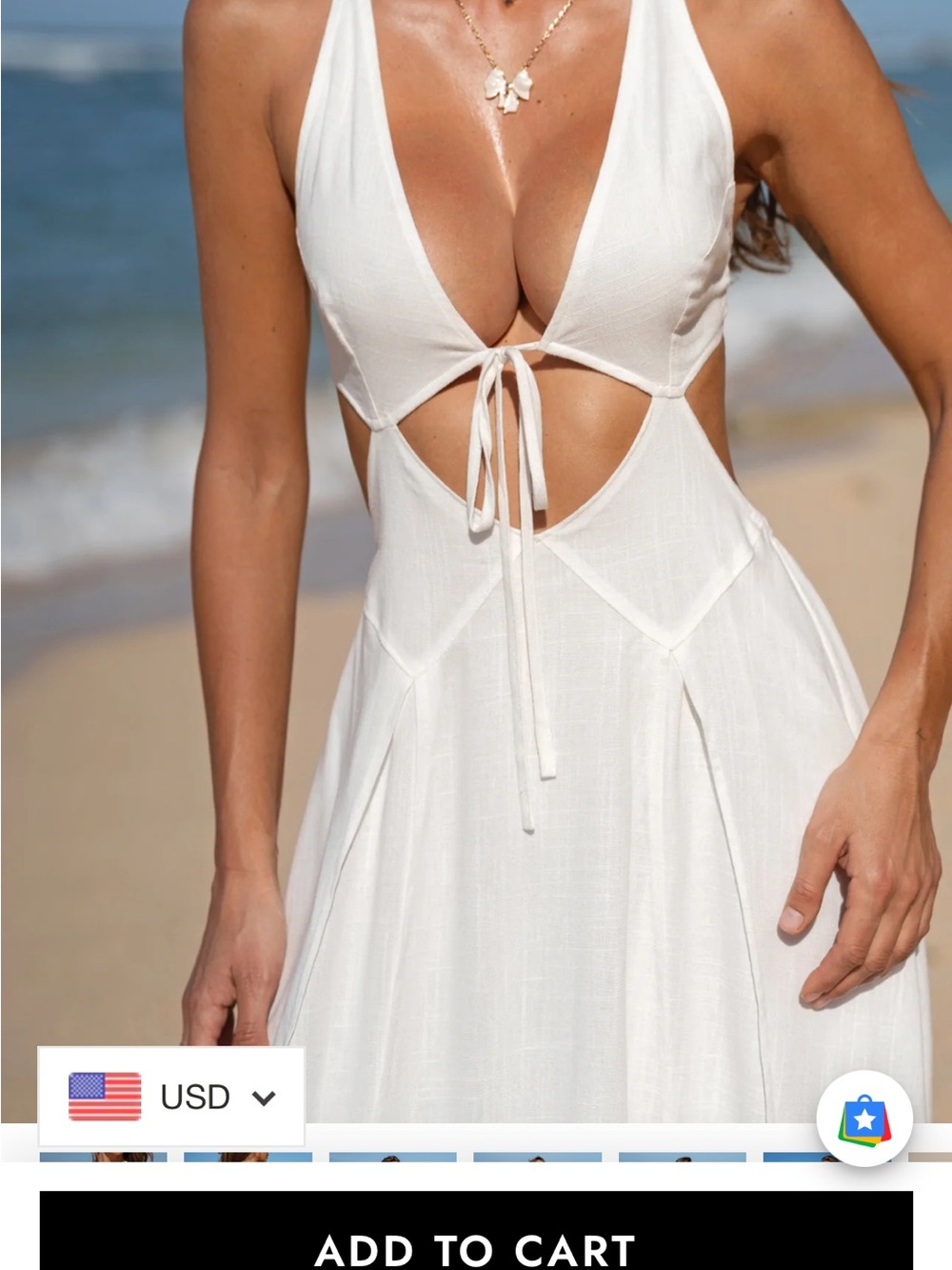 White Tie-Front Maxi Dress